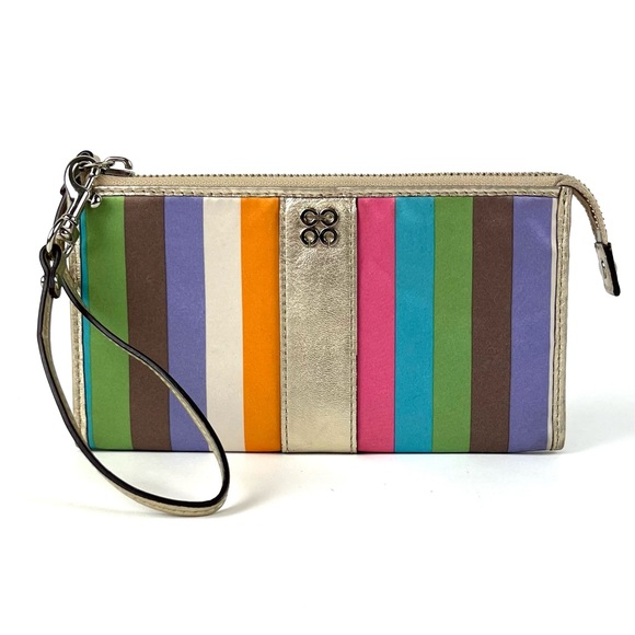Coach Julia Legacy Stripe Large Zippy Wallet Wristlet - Picture 2 of 6